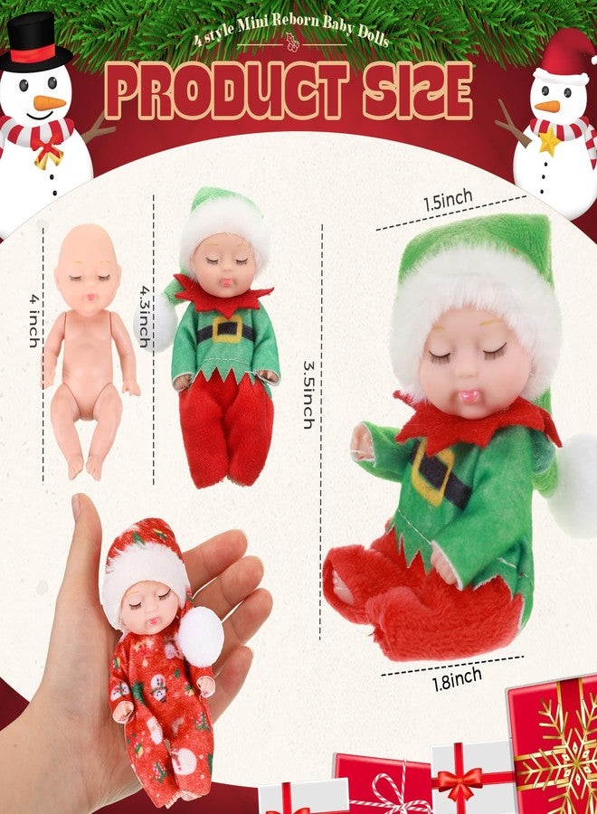 Hanaive 4 Pcs 4 Inch Mini Baby Dolls Lifelike Realistic Baby Dolls Animal Clothes Cute Baby Valentine Tiny Babies Gifts Set for Girls Boys Toddlers Kids 3+ Birthday Baby Shower Favors (Doll Style) - Image 2